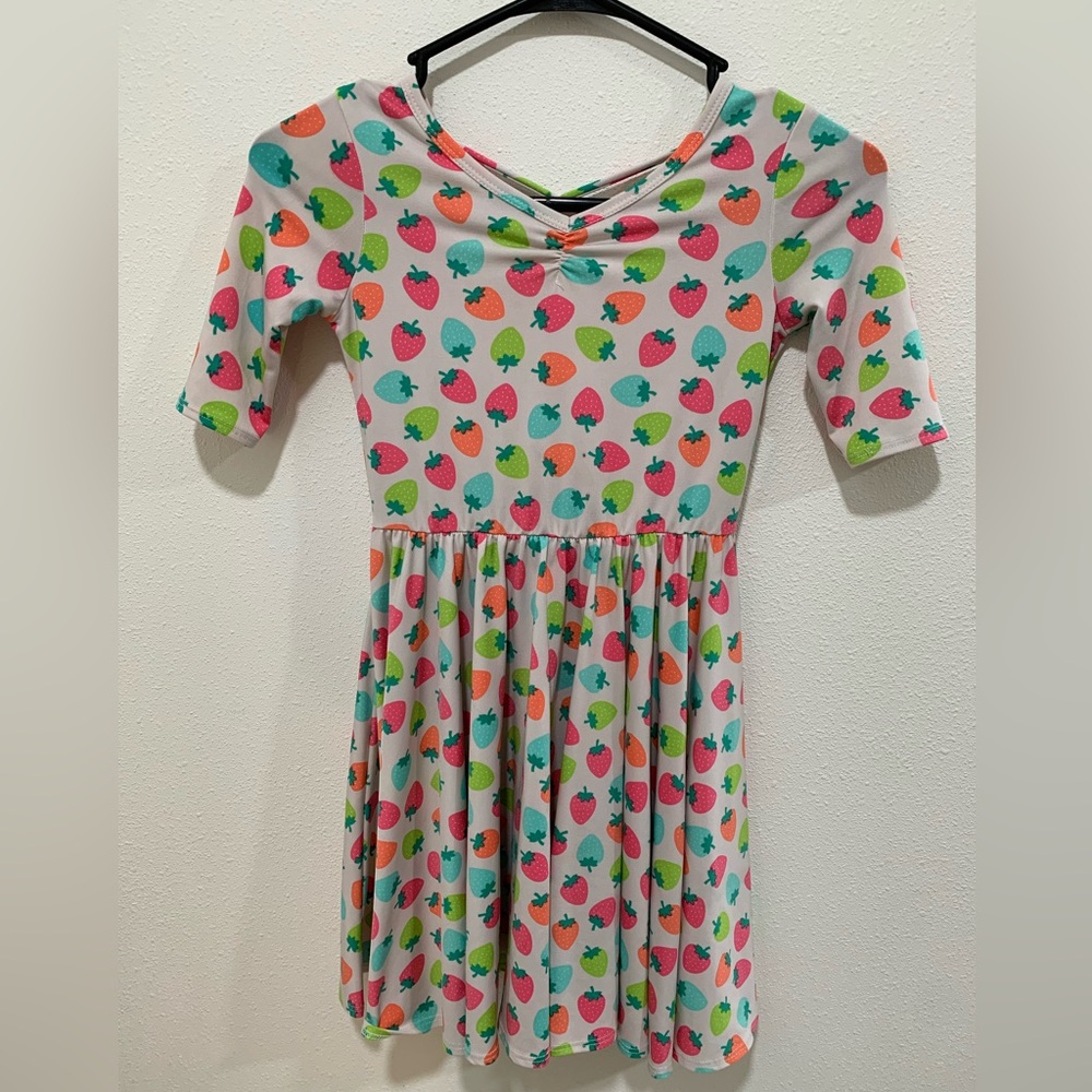 Dot Dot Smile Cross Back Strawberry Print Dress